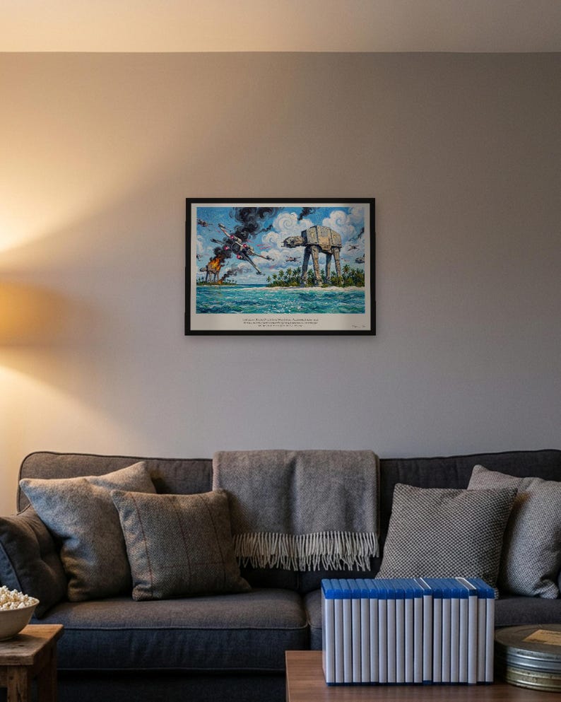 Rogue One Art Print, The Battle of Scarif: Star Wars Poster in Van Gogh Style, Sci Fi Wall Art, Star Wars Gift for Him afbeelding 5
