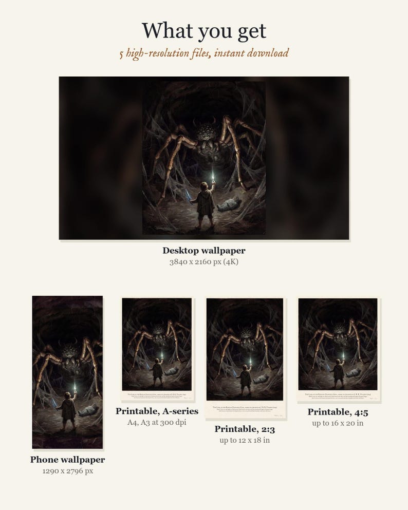 Frodo Print Shelob's Lair Wallpaper and Printable Wall Art, Lord of the Rings ...