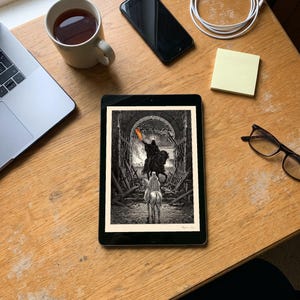Lord of the Rings Art Print, Minas Tirith Gate Wood Engraving Poster, Dark Fantasy Tolkien Gift image 8
