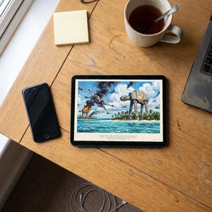 Rogue One Art Print, The Battle of Scarif: Star Wars Poster in Van Gogh Style, Sci Fi Wall Art, Star Wars Gift for Him afbeelding 9