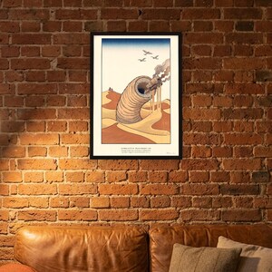 Dune Poster Art Print, Frank Herbert Sandworm Japanese Woodblock Wall Art, Arrakis Sci Fi Gift image 4