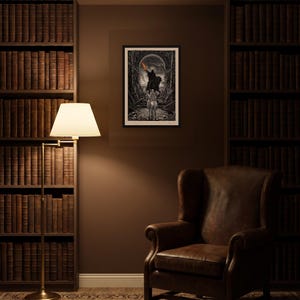 Lord of the Rings Art Print, Minas Tirith Gate Wood Engraving Poster, Dark Fantasy Tolkien Gift image 2