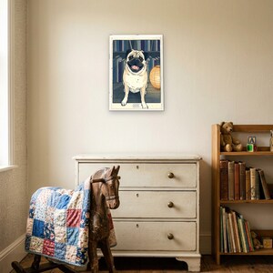 Personalised pet portrait print: Japanese woodblock, A3 in a white frame, vintage nursery