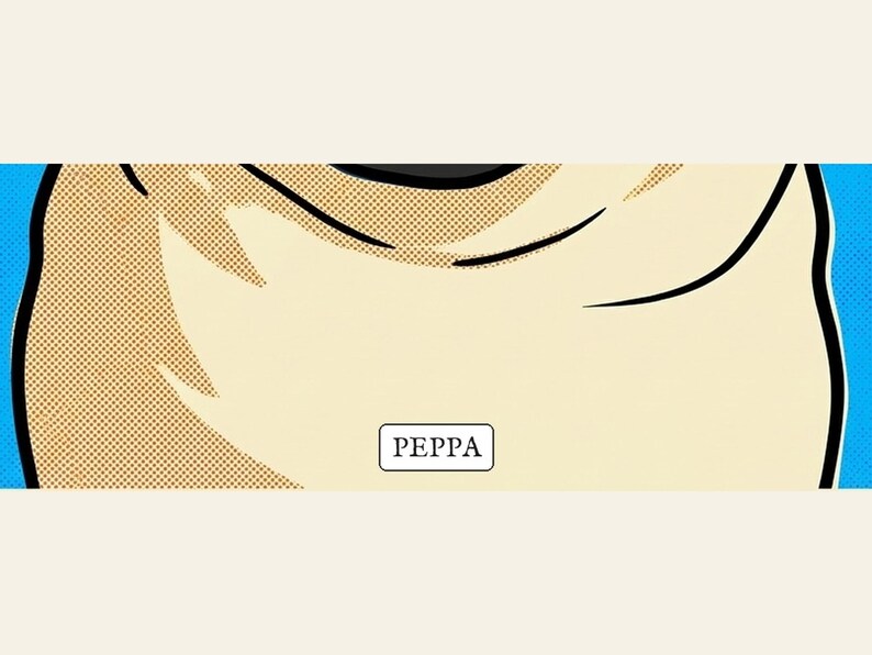 Personalised pet portrait print: Close-up: your pet's name is set in type on every print