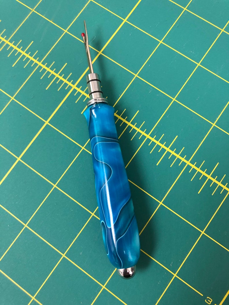 Seam Ripper Blue Handturned Acrylic with reversible blade