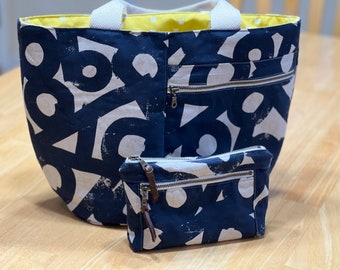 Crescent Tote & Devon Zipper Pouch Set - Canvas Project Bag