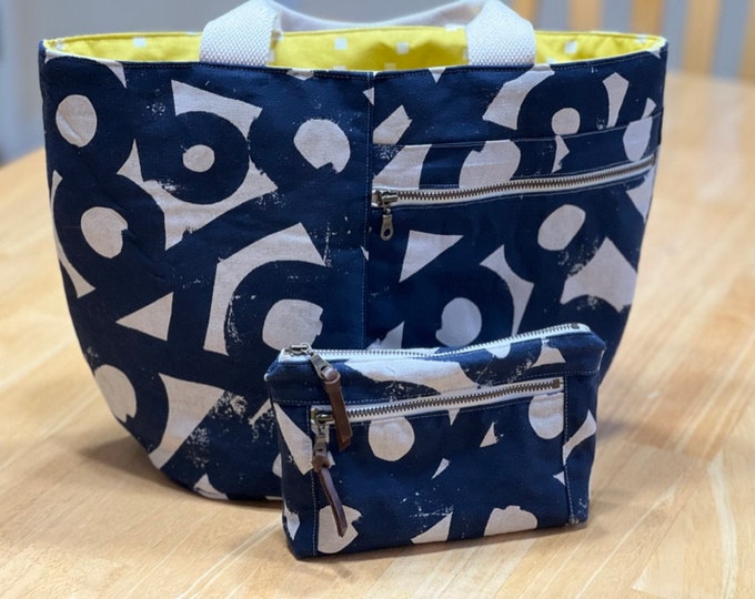 Crescent Tote & Devon Zipper Pouch Set - Canvas Project Bag