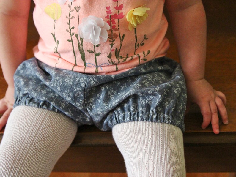 Chambray Floral Baby Bloomers. Handmade Bloomers for Babies. Etsy