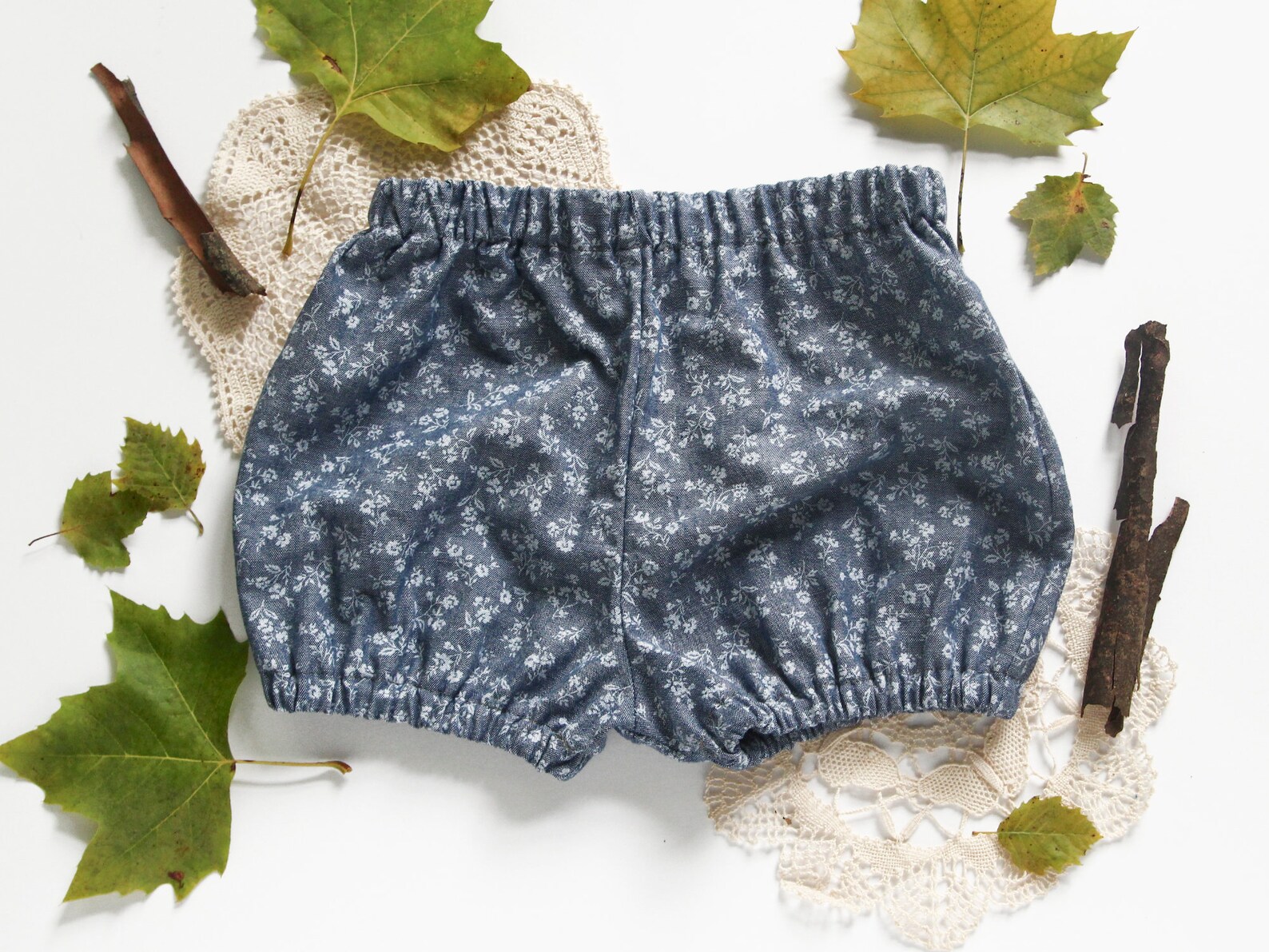 Chambray Floral Baby Bloomers. Handmade Bloomers for Babies. Etsy