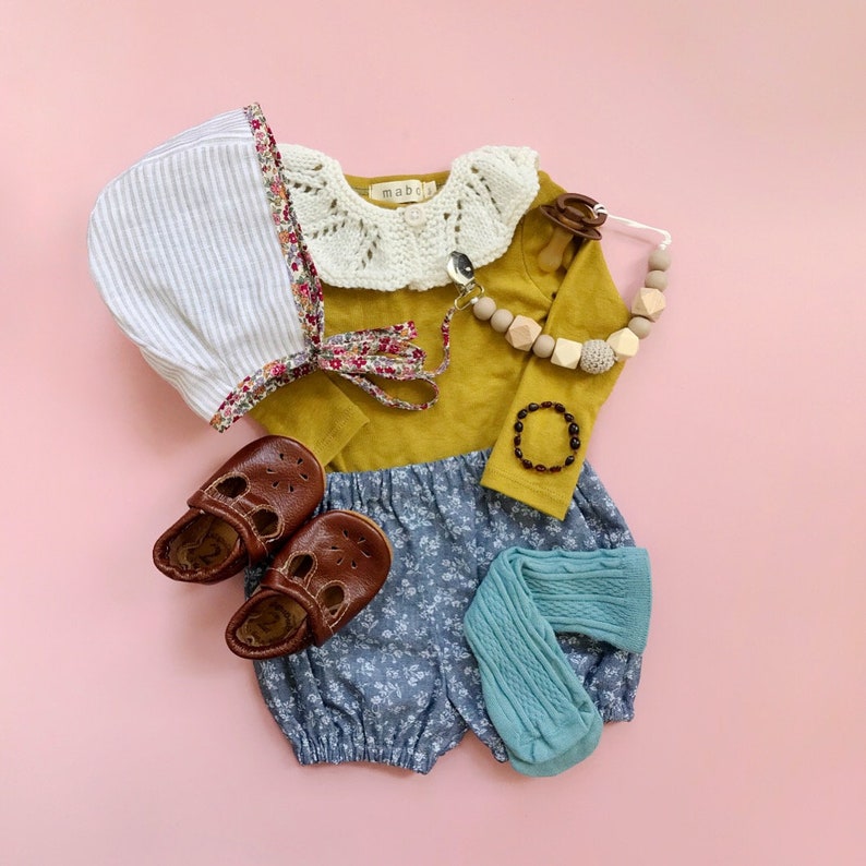 Chambray Floral Baby Bloomers. Handmade Bloomers for Babies. Etsy