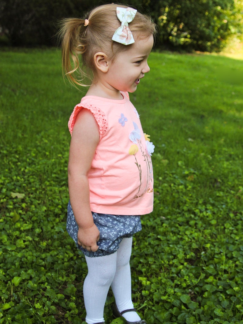 Chambray Floral Baby Bloomers. Handmade Bloomers for Babies. Etsy