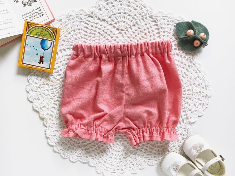 Pink Linen Baby Bloomers. Handmade Bloomers With Suspenders. | Etsy