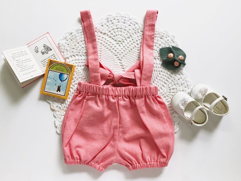 Pink Linen Baby Bloomers. Handmade Bloomers With Suspenders. Etsy