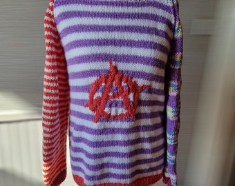 Pastel punk anarchy knitted oversize sweater, adult size small S