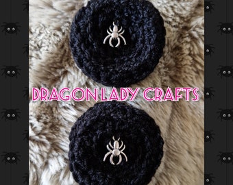 Crocheted plug mittens / lobe gloves / ear muffs with spider detail