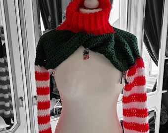 Creepy Christmas crochet shrug, adult size up to UK12