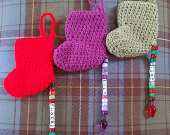 Crocheted Christmas stocking decoration with full personalisation