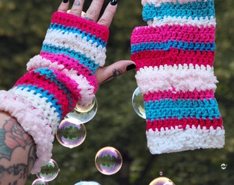 Barbie inspired crochet wrist warmers, adult size