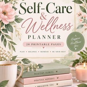 Self Care Planner Printable PDF | 20 Pages | Wellness Journal, Mood Tracker, Habit Tracker & Daily Routine