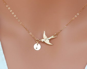Cadeau de confirmation pour fille, 14k gold fill Bird Necklace or, Oiseau personnalisé, Cadeaux de confirmation Sponsor gift, Confirmation necklace gift
