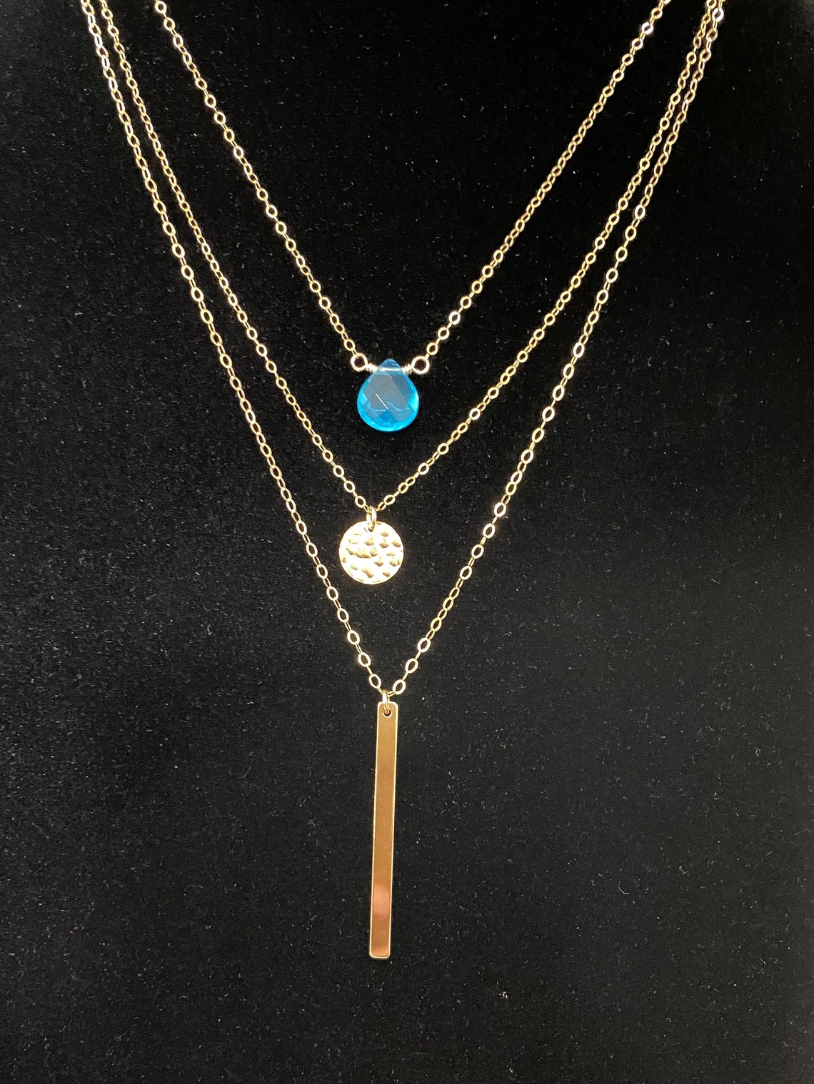 Multi Layered Necklace Gold Layered Necklace Layered Etsy