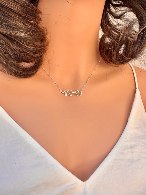 Elephant Silhouette Sterling Silver Necklace Elephant Silhouette Sterling Silver Necklace