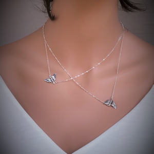 Sterling Silver Layered Butterfly Necklace: Two Butterflies