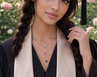 Graduation Gift for Her, Sterling Silver Sapphire Pendant Necklace: September Birthstone.
