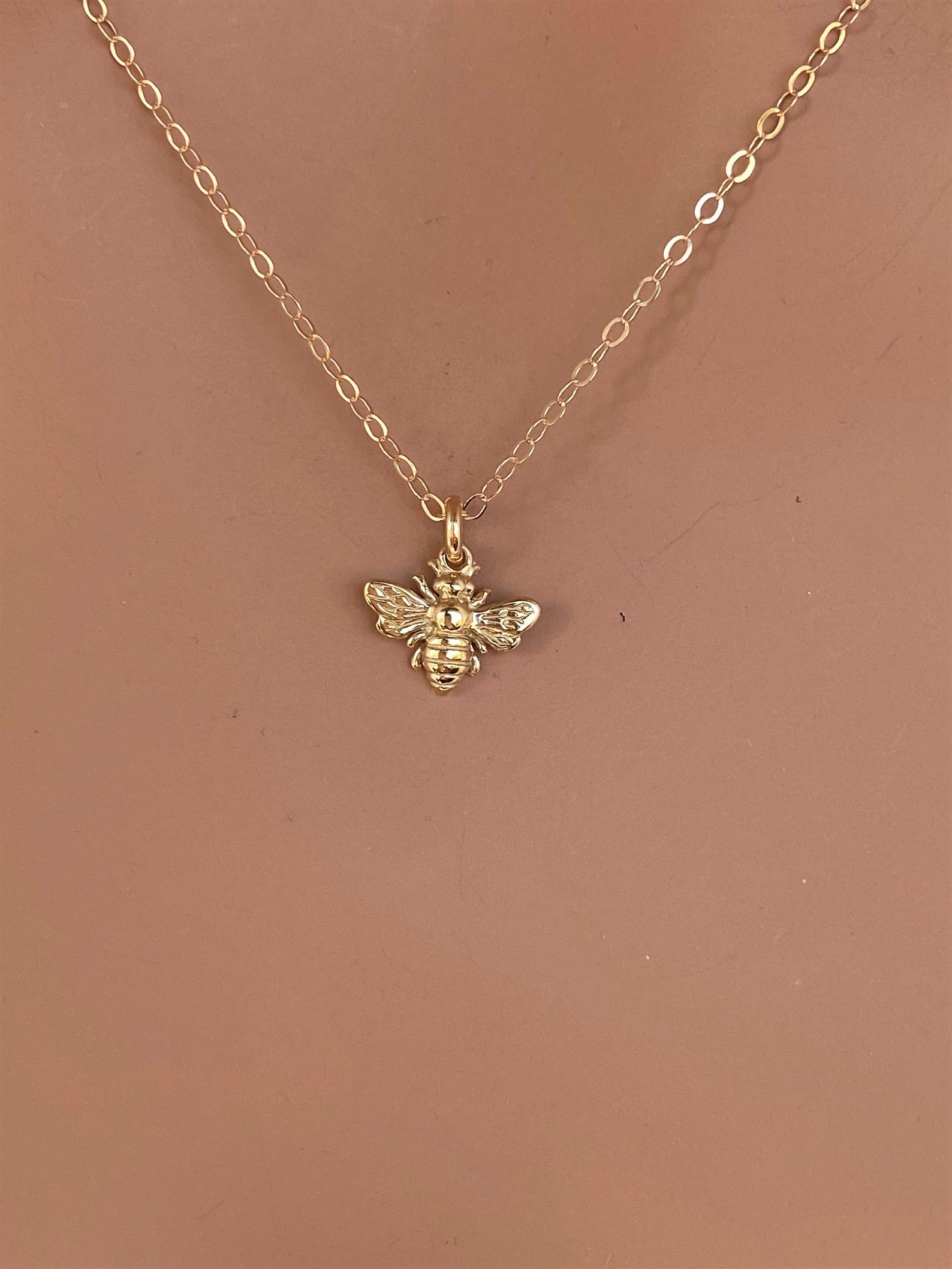 Gold Bee Necklace tiny Honey Bee Necklace Rose Gold sterling Etsy