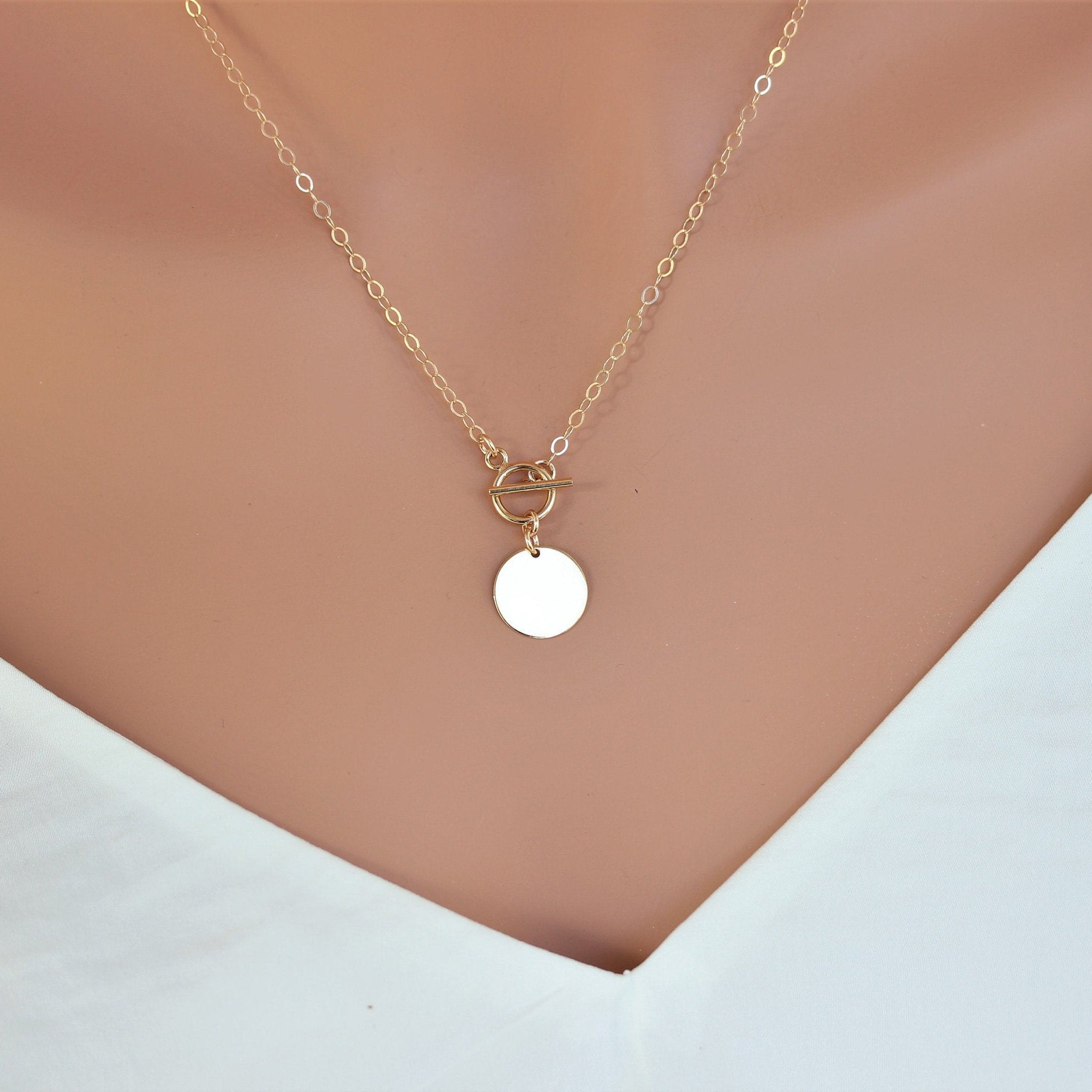 Gold Toggle Necklace 14k Gold Fill 