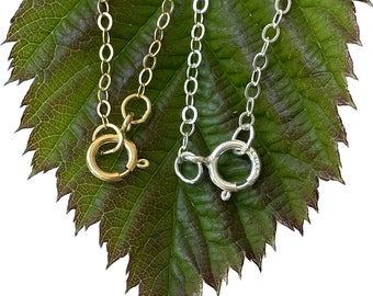 Sterling Silver Cable Chain Necklace: 14k Gold Filled Spring Clasp