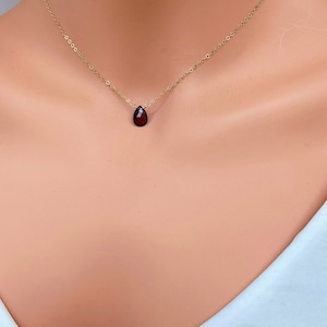Red Garnet Teardrop Necklace, Sterling Silver, Gold Fill, Rose Gold Fill Garnet Necklace, Natural Garnet, Gemstone Necklace, Garnet Choker.