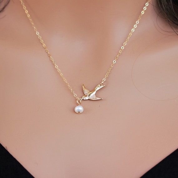 Confirmation Gifts For Girls Bird Necklace Gold 14k Gold Etsy