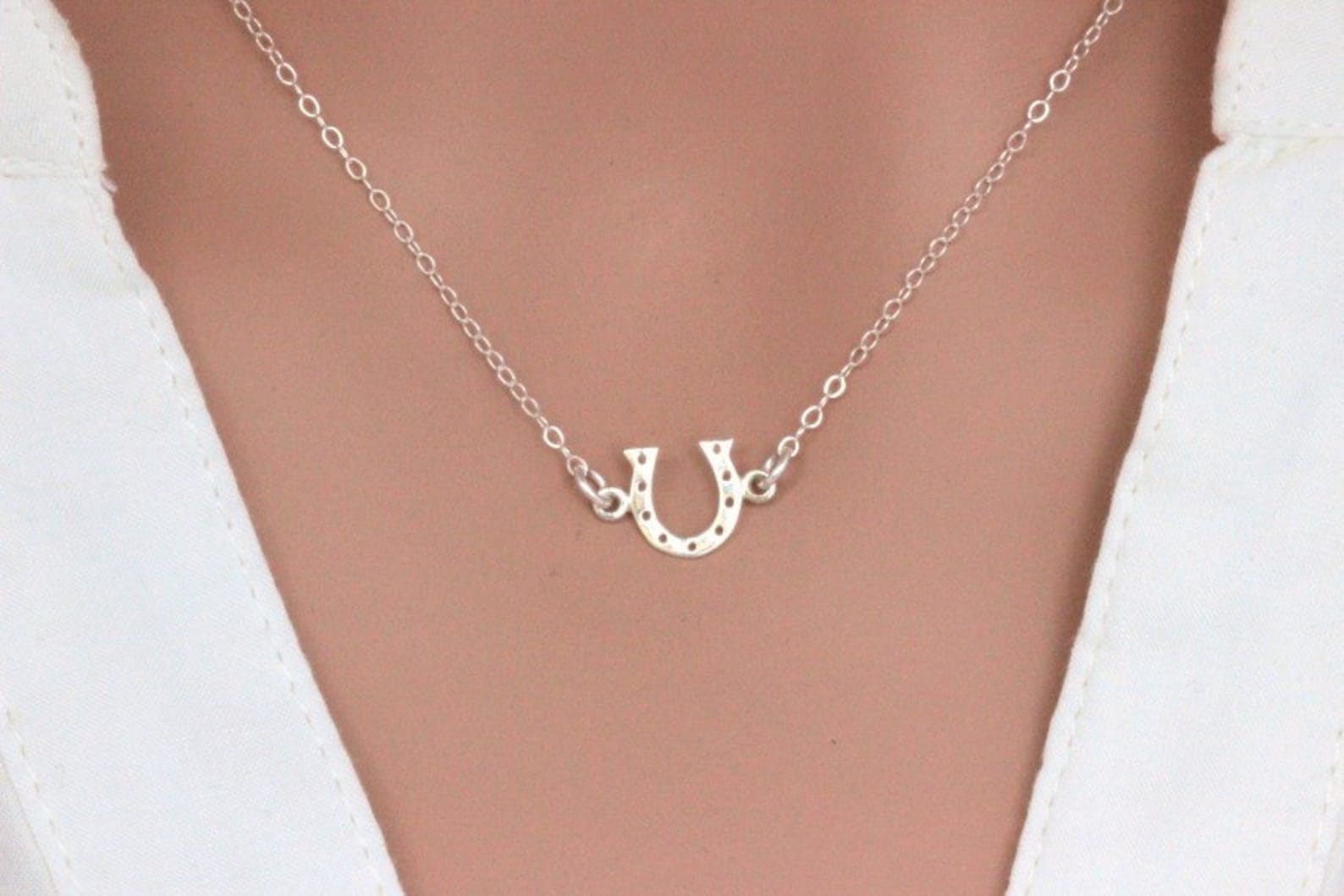 Horseshoe Necklace Lucky Horseshoe Sterling Silver Etsy