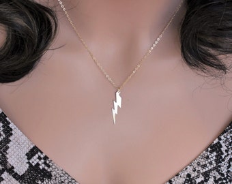 Lightning Bolt Necklace in Sterling silver/14k gold fill, Lighting Bold Necklace, Gold Lightening Bolt Necklace, lightning bolt Choker, Gift