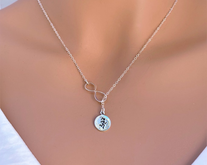 Sterling Silver Runner Charm, Running Necklace, Sterling Silver Sports Jewelry, Marathon Gift, Running Team, Motivation Gift for her.