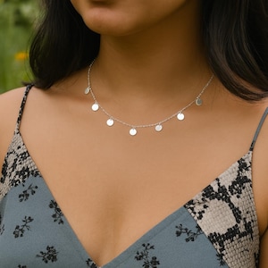 Sterling Silver Disc Coin Necklace: Dainty Layering Jewelry