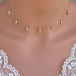 Gold Tiny Dangle Necklace - 14k Gold fill Diamond Shape - wedding necklace - Bridal Jewelry - Bridal shower gift for bride - Wedding Jewelry