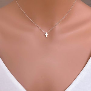 Tiny Cross Necklace Sterling Silver Cross Necklace Cross Necklace Dainty Cross Necklace Small Cross Gift for hert Cross necklace image 7