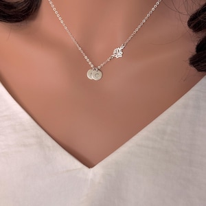 Sterling Silver Lotus Initial Necklace: Get Well Gift, Illness Jewelry