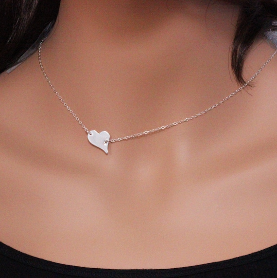 Double Sideways Heart Necklace in Sterling Silver - Michelle Chang