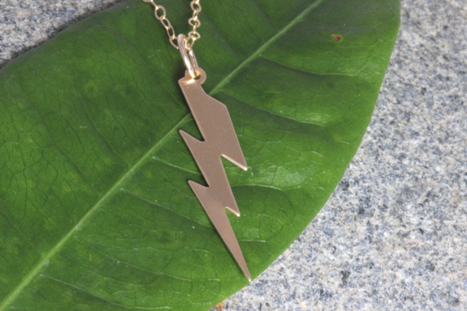 Metal Lightning Bolt Necklace Sterling Silver or 14K Gold Etsy