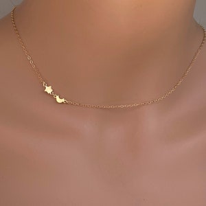 14k Gold Fill Moon and Star Choker: Celestial Necklace