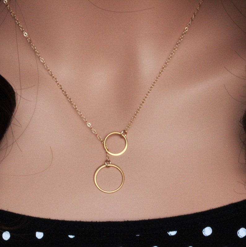 Double Circle Necklace Silver / Gold Interlocking Circle Etsy