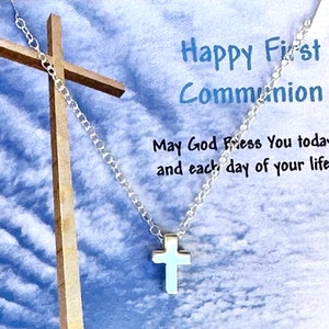 Sterling Silver Cross Necklace: First Communion Gift for Goddaughter