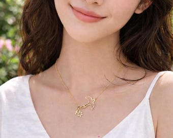 Gold Fill Star of David, Cross & Dove Necklace