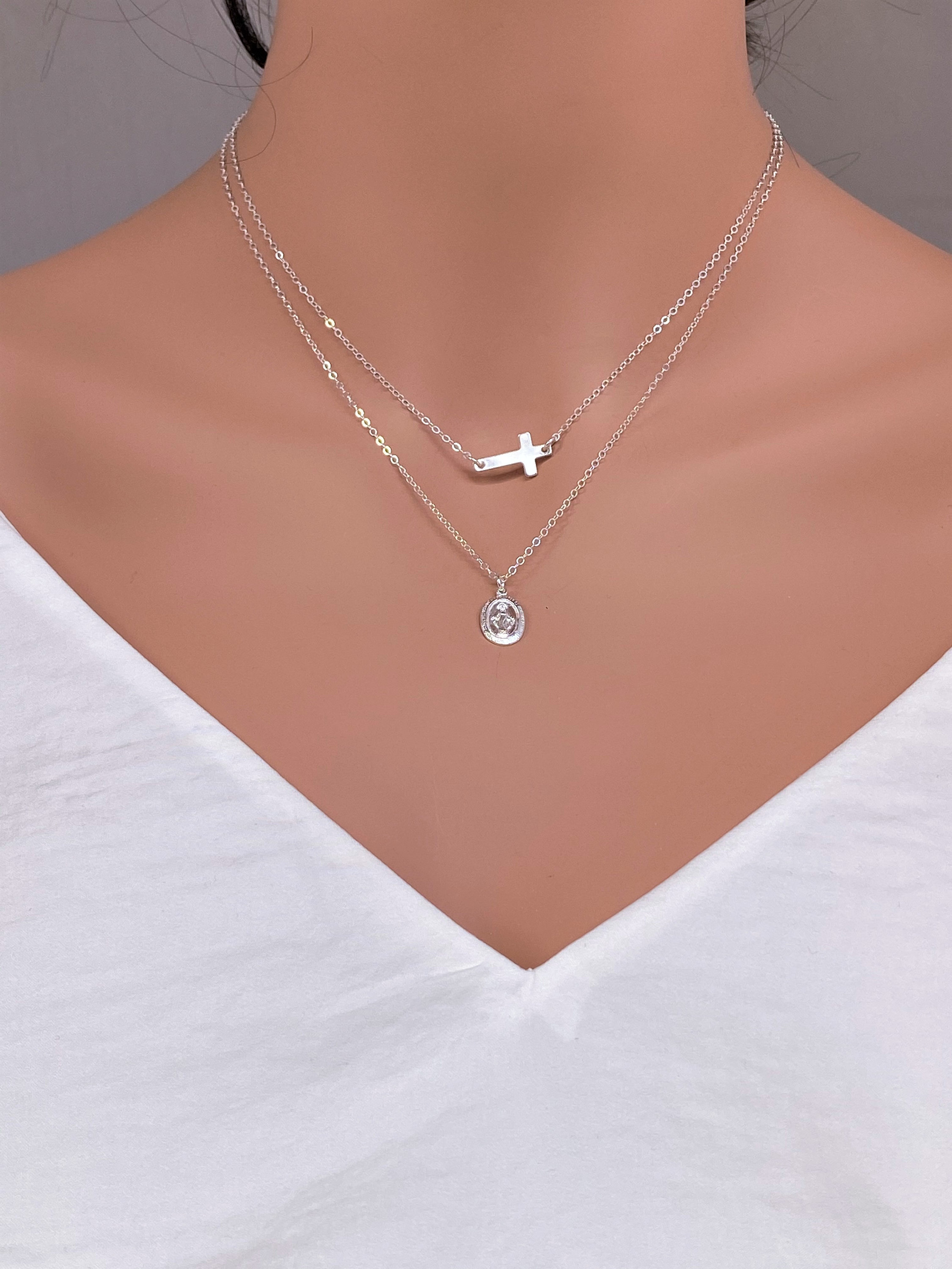 Tommassini Jewelry Sideways Cross & Virgin Mary ネックレス il_fullxfull.2058960764_ca3y.jpg