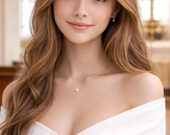 Dainty Sterling Silver Cross Necklace: Petite Religious Jewelry