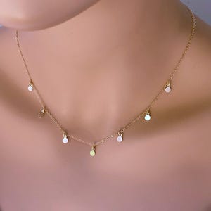 14k Gold Fill Disc Necklace: Dainty Coin Drop Choker