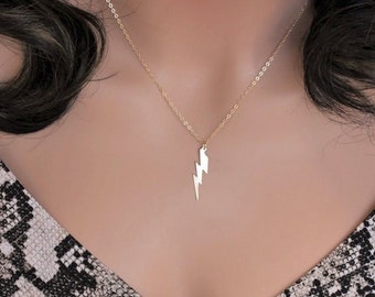 Gold Lightning Bolt Necklace, Sterling Silver Lightning Necklace, Lightning Bolt Charm, Lightning Charm, Lightning Bolt Pendant jewelry.